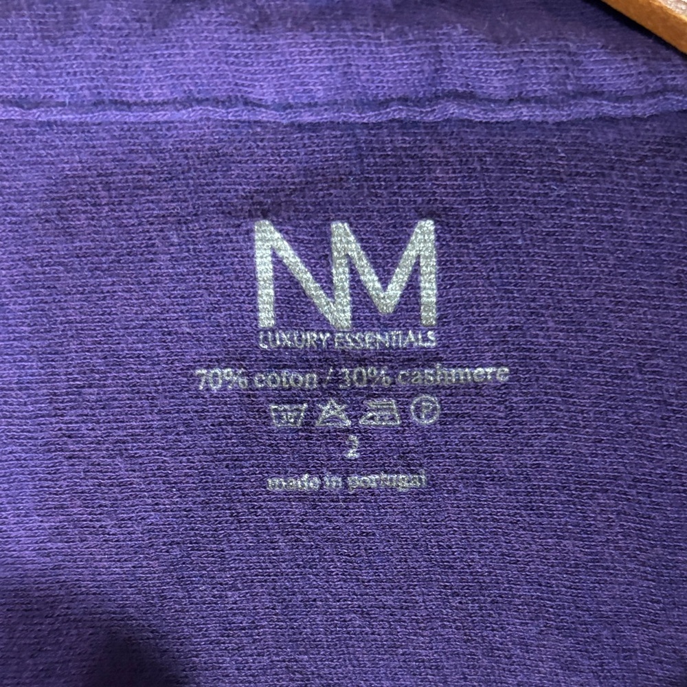 NM Luxury Essentials Cashmere Blend Purple Button-Down Long Sleeve Shirt - Picture 2 of 11